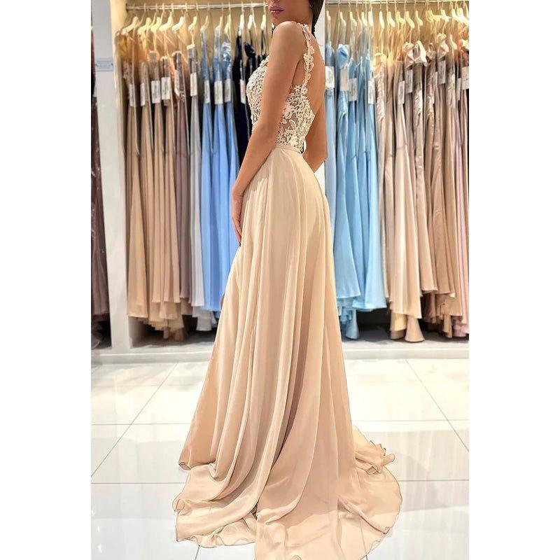 Appliques Sheath/Column Straps Chiffon Sleeveless Prom Dress