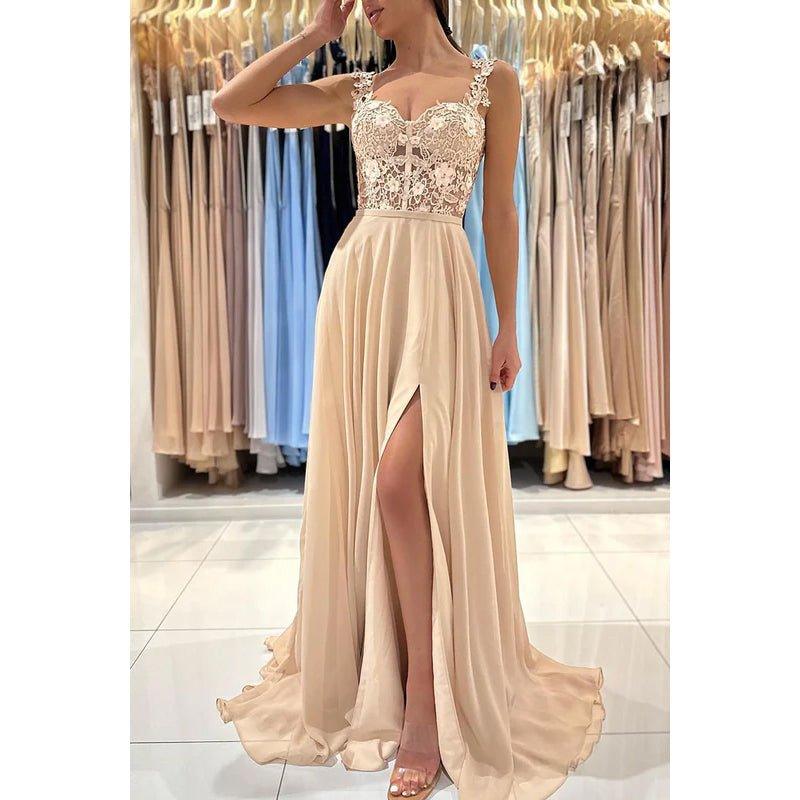 Appliques Sheath/Column Straps Chiffon Sleeveless Prom Dress