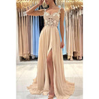 Appliques Sheath/Column Straps Chiffon Sleeveless Prom Dress