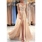Appliques Sheath/Column Straps Chiffon Sleeveless Prom Dress