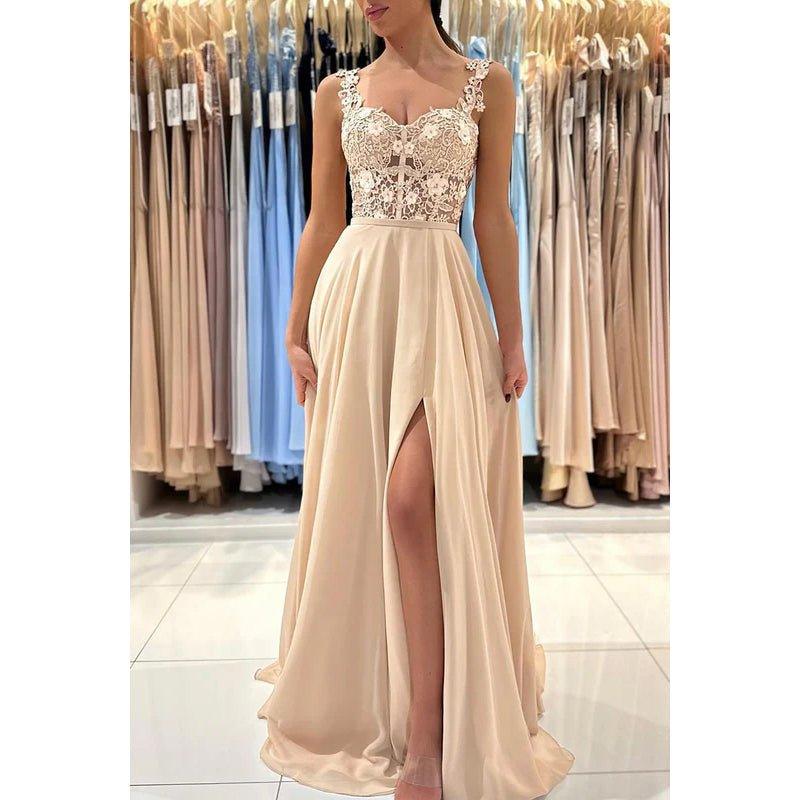 Appliques Sheath/Column Straps Chiffon Sleeveless Prom Dress