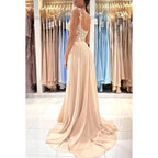 Appliques Sheath/Column Straps Chiffon Sleeveless Prom Dress