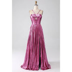 Attractive A-line Spaghetti Straps Pleast Long Formal Evening Gowns