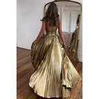 Attractive A-line Spaghetti Straps Pleast Long Formal Evening Gowns