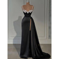 Attractive Beaded Spaghetti Straps Long Prom Dress with Slit Evening Gowns