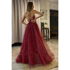 Attractive Deep V-neck Sequins Chic Detchable Skirt Prom Dress