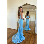 Attractive V Neck Beads Mermaid Sparkly Prom Dress