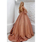 Attractive V-neck Long Sleeves Sparkly Prom Dress with Pockets