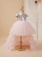 Ball-Gown/Princess Tulle Pink Birthday Flower Girl Dress