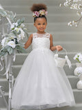 Ball-Gown/Princess Satin Tulle Floor-length Flower Girl Dress