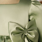 Baby Girl Dress Toddler Prom Communion Green Big Bow Princess Dress