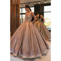 Ball Gown Gold Sequins Sweetheart Long Prom Dress with Pockets Formal Evening Gowns