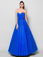 Ball Gown Lace Up Dress Formal Evening Floor Length Sleeveless Sweetheart Tulle with Beading Draping