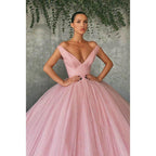 Ball Gown Off-the-shoulder Red Sequins Long Evening Dress Prom Gowns