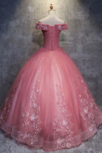 Ball Gown Off-the-Shoulder  Tulle Wedding Dress With Appliques