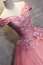 Ball Gown Off-the-Shoulder  Tulle Wedding Dress With Appliques