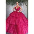 Ball Gown Off-the-shoulder V-neck Long Formal Evening Gowns Prom Dress