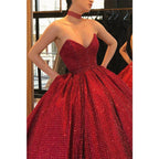Ball Gown V-neck Burgundy Long Formal Evening Dress with Pockets