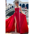 Sweetheart Strapless Thigh Slit A-Line Long Prom Evening Gown
