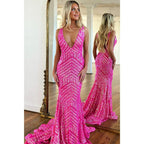 Sexy V Neck Sequins Mermaid Prom Dress Glitter