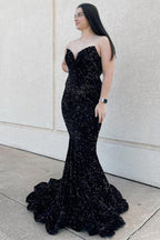 Mermaid Fuchsia Sequins Long Prom Dress
