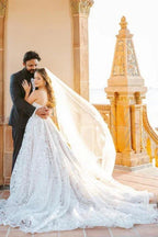 Beautiful A-Line Long Sleeveless Wedding Dresses With Lace