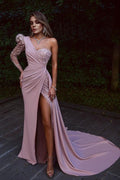 Beautiful evening dress long pink | Prom dresses with lace sleeves