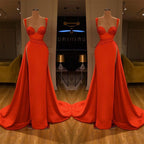 Beautiful Red Sweetheart Long Prom Dress With Split Starps