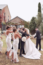 Beautiful Simple White A-line Wedding Dress With Side Slit