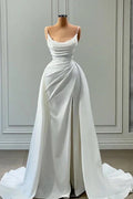 Beautiful  Long A-line Spaghetti Straps Wedding Dresses With Beads