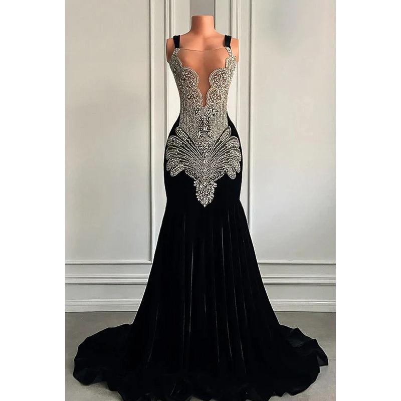 Trumpet/Mermaid Ruffles Hot V-neck Straps Rhinestones Evening Party Prom Dress
