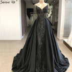 Black  V-Neck Sexy Sparkle Evening Dresses Dubai Design Sequined Sleeveless Evening Gowns Real Photo LA60727