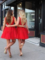 Appliques Beaded Sleeveless A Line Tulle Short Homecoming Dresses