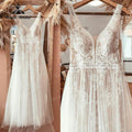 Boheme V Neck Lace Boho Wedding Dress Backless  Robe Mariee Civil Vintage Wedding Gowns for Bridal Vestidos de Nova Beach