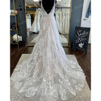 Brautkleid Civil Lace Floral Tank V Neck Blush Pink Boho Women Wedding Dress  Bridal Gown Backless vestido de noiva Elegant