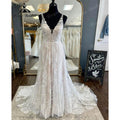 Brautkleid Civil Lace Floral Tank V Neck Blush Pink Boho Women Wedding Dress  Bridal Gown Backless vestido de noiva Elegant