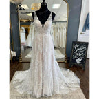 Brautkleid Civil Lace Floral Tank V Neck Blush Pink Boho Women Wedding Dress  Bridal Gown Backless vestido de noiva Elegant