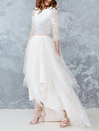 Bridal Shower Little White Dresses Wedding Dresses A-Line Separates Separates Asymmetrical Satin Bridal Skirts Bridal Gowns With Solid Color