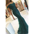 Burgundy Lace Beaded Off-the-shoulder Mermaid Prom Dress