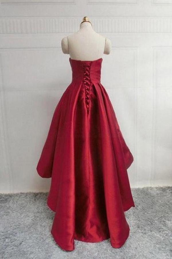 Sweetheart Satin High Low Homecoming Dresses Short Prom Dress