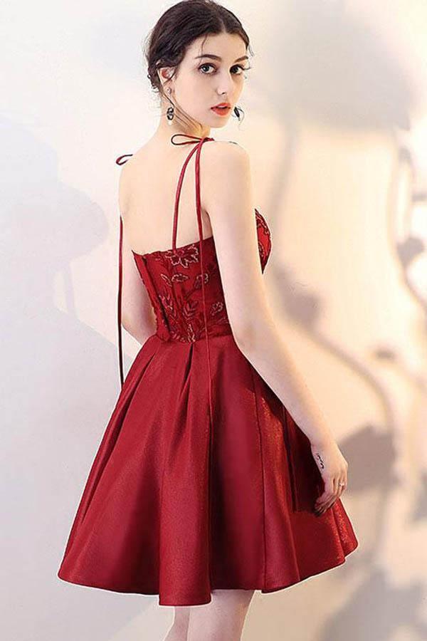 V Neck Lace Short Prom Dress Homecoming Dress