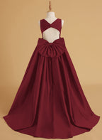 Ball-Gown/Princess Satin Sweep Train Flower Girl Dress