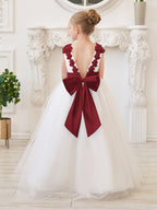 Ball-Gown/Princess 3d Flower Tulle Floor-length Ivory Flower Girl Dress