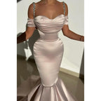 Rhinestone Straps Cap Sleeves Off-Shoulder Mermaid Sheath Party Prom Dress