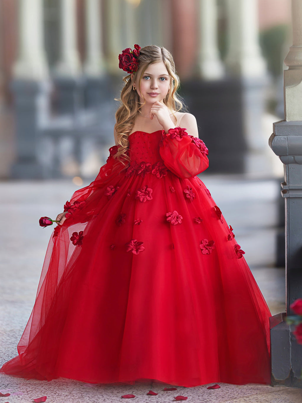 3D Flower Princess Ball Gown Flower Girl Dresses