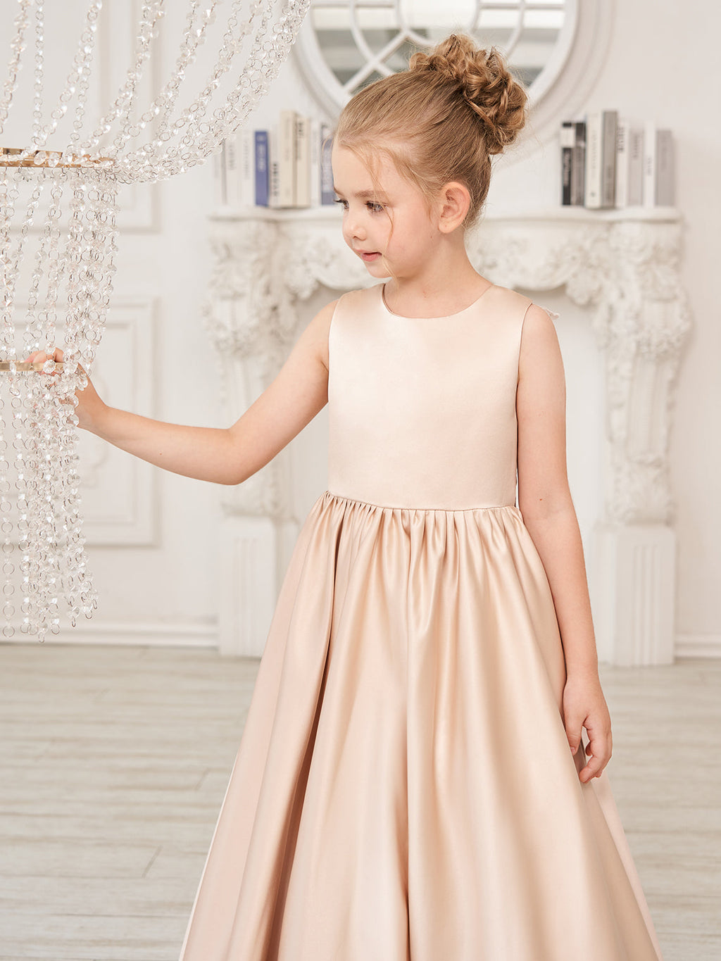A-line Lace Satin Floor-length Flower Girl Dress