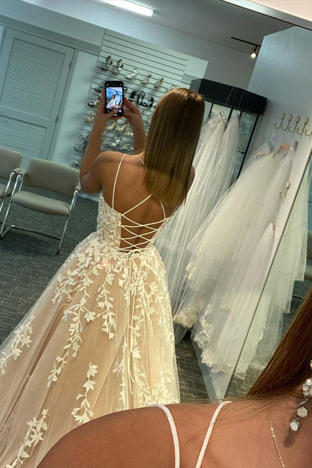 Princess Spaghetti Straps Prom Dress