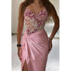 Sheath/Column Elegant Appliques Off-Shoulder Sleeveless Side Slit Party Prom Dress