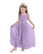 A-line Lace Ankle-length Ivory Boho Flower Girl Dress