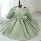 Baby Girl Dress Toddler Prom Communion Green Big Bow Princess Dress